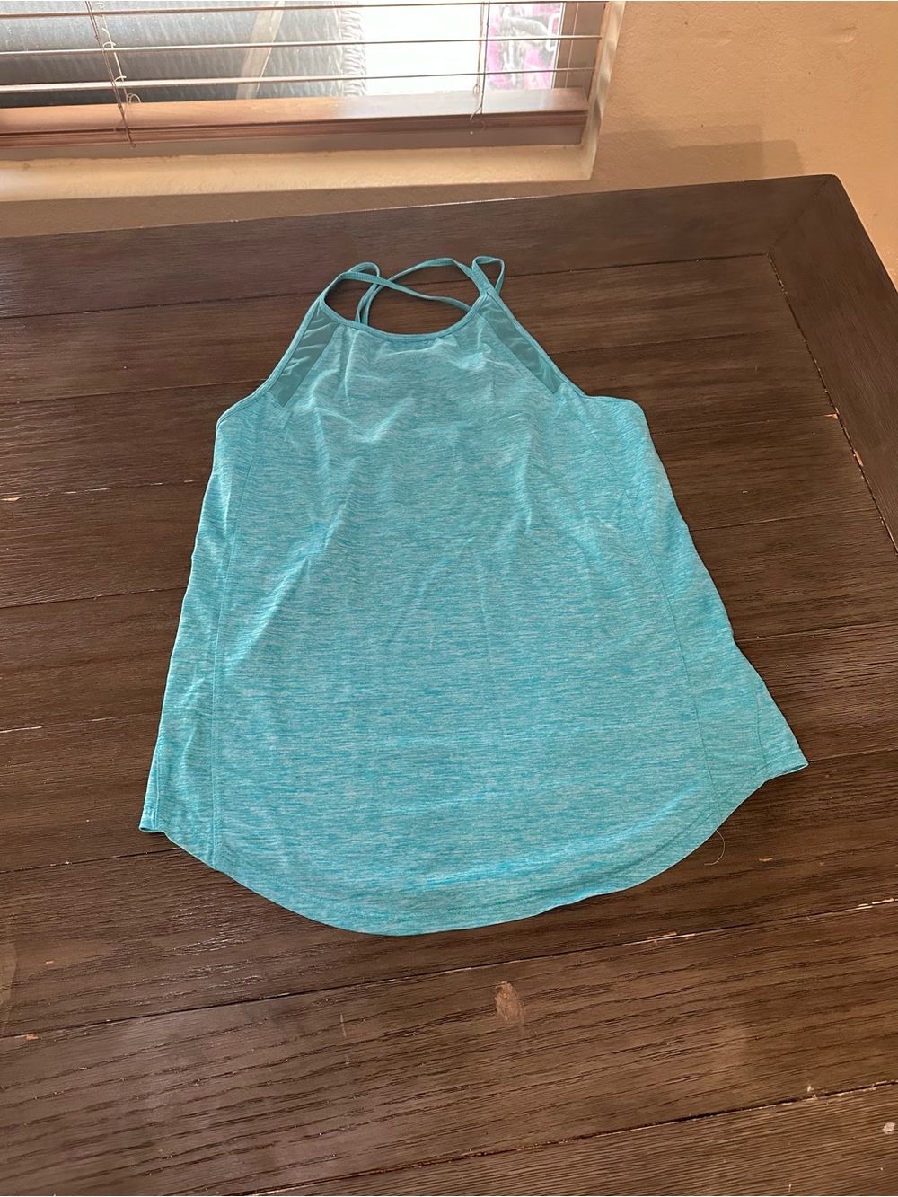 Womens M Athletic Works turquoise blue heather high neck strappy active tank